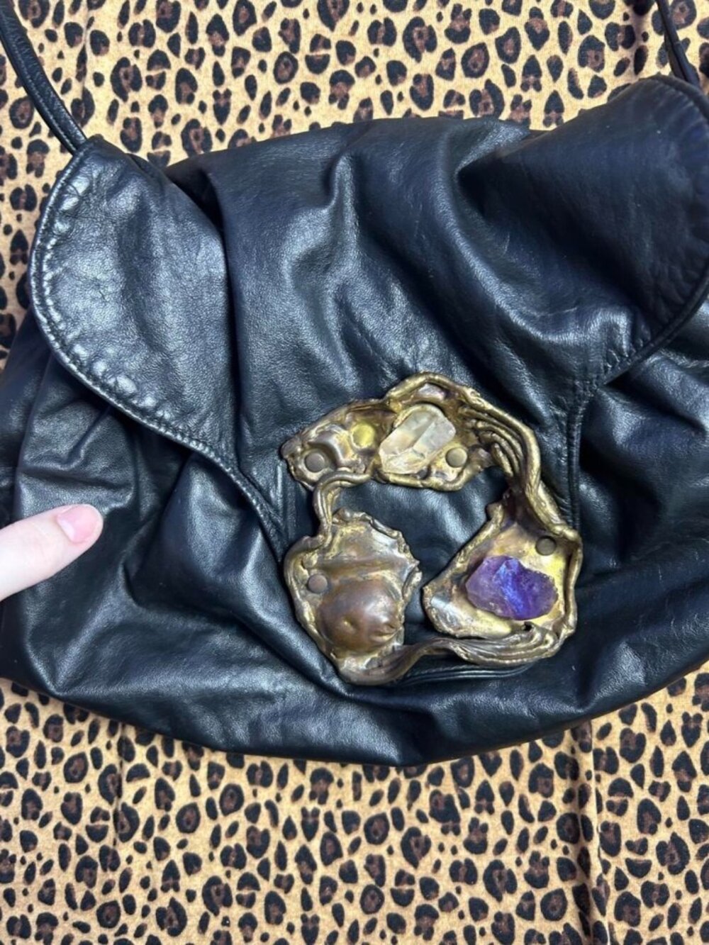 Copa Collection Vintage Brutailst Black leather crossbody bag